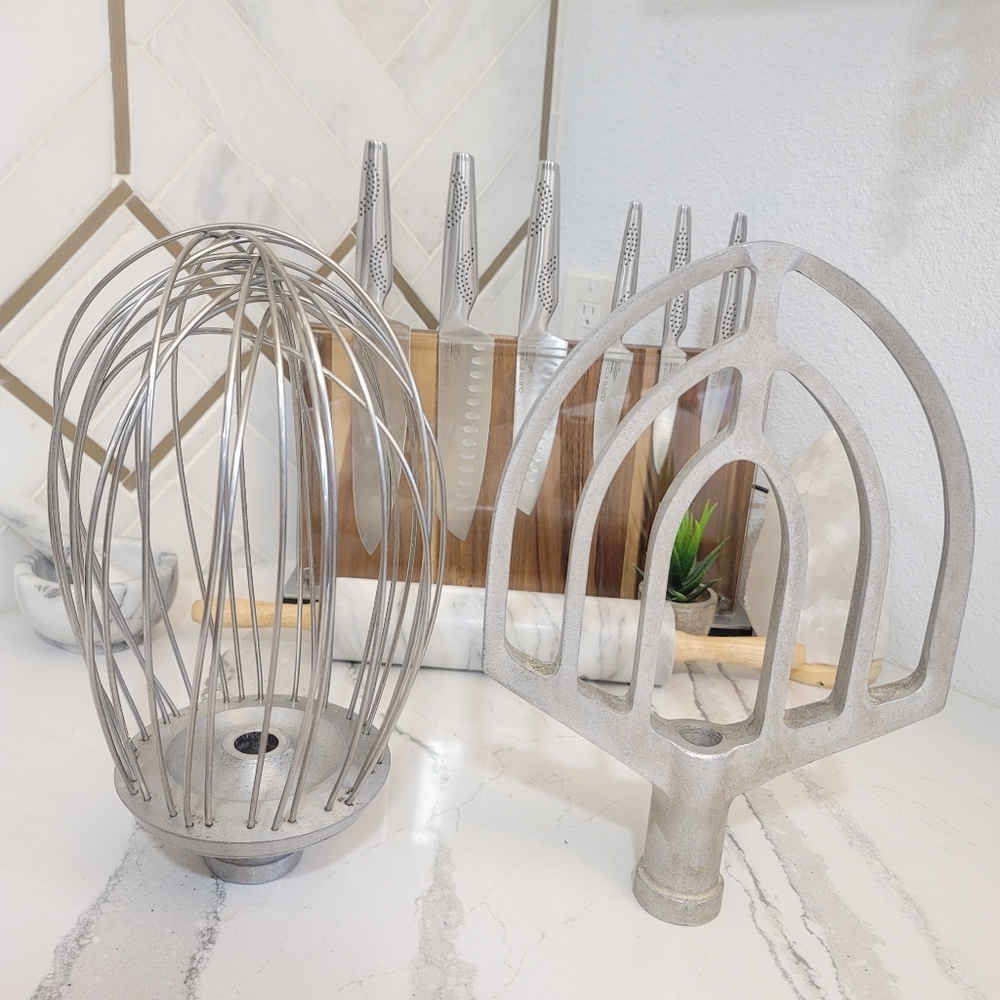 Hobart mixer compatible attachments. 12" whisk and beater paddle.